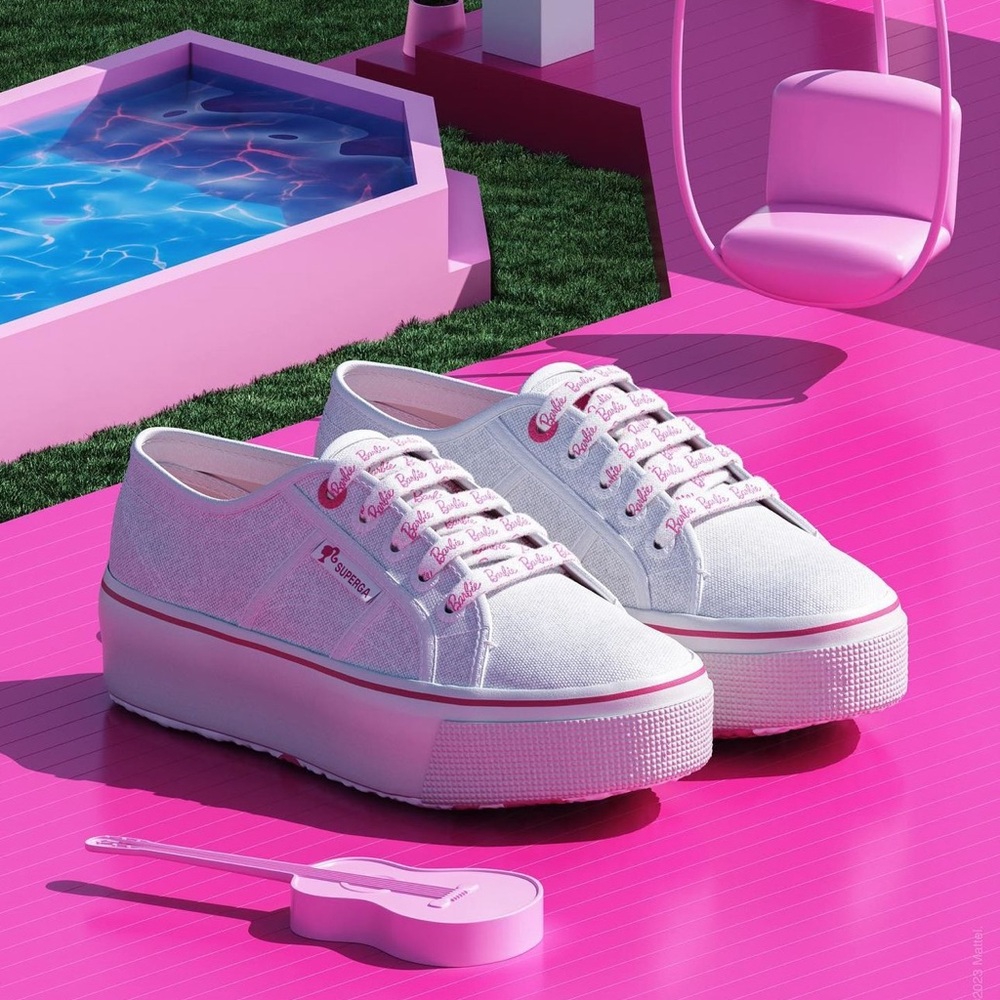 2790 Barbie Superga Classic White Pink Platform Canvas Sneaker